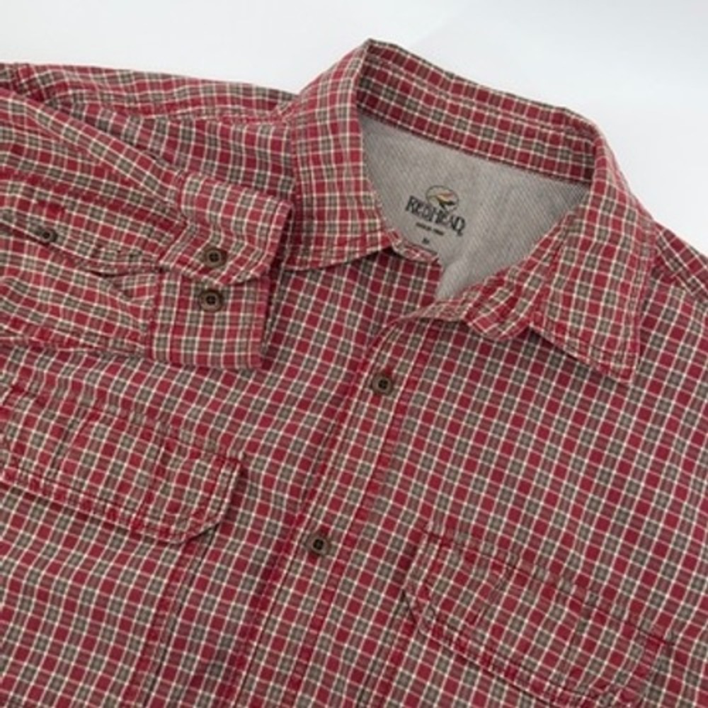 RedHead Men Plaid Long Sleeve Button‎ Front Shirt Size Medium Cotton Casual
